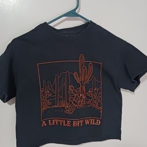 Women's cropped popular girl graphic short sleeve t-shirt size small color black